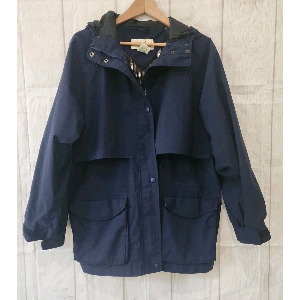 VTG 90s Eddie Bauer Womens XL Gore Tex Vented Jacket Blue Zip and Snap Hooded